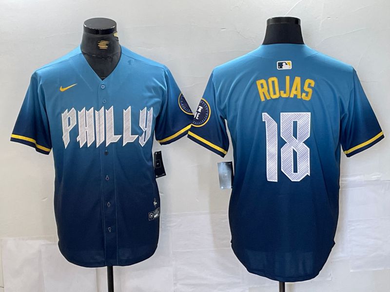 Men Philadelphia Phillies #18 Rojas Blue City Edition Nike 2024 MLB Jersey style 1->->